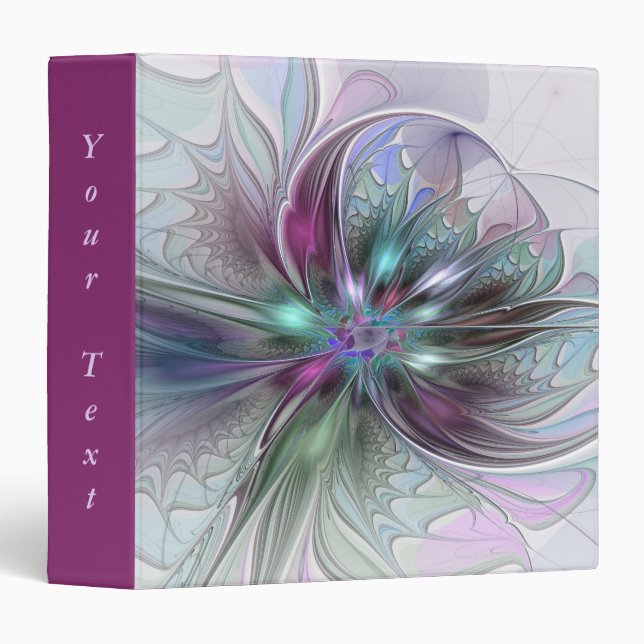 Colourful Fantasy Abstract Modern Art Flower Text Binder (Front/Spine)