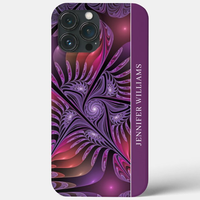 Colourful Fantasy Abstract Modern Fractal Art Name Case-Mate iPhone Case (Back)