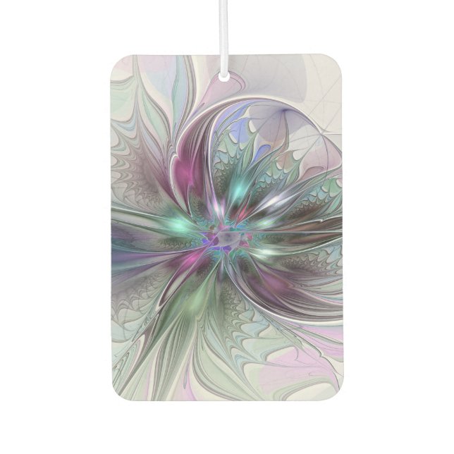 Colourful Fantasy Abstract Modern Fractal Flower Air Freshener (Front)