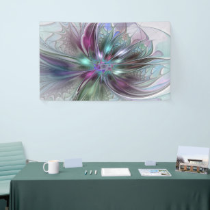 Colourful Fantasy Abstract Modern Fractal Flower Banner