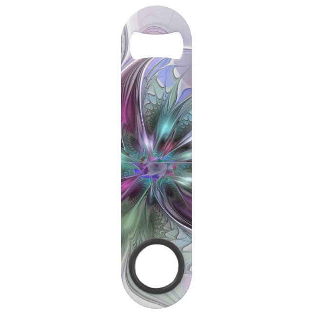 Colourful Fantasy Abstract Modern Fractal Flower Bar Key (Front)