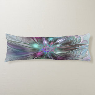 Colourful Fantasy Abstract Modern Fractal Flower Body Pillow