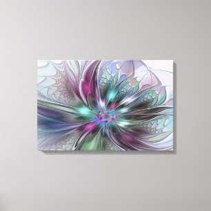 Colourful Fantasy Abstract Modern Fractal Flower Canvas Print