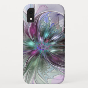 Colourful Fantasy Abstract Modern Fractal Flower iPhone XR Case