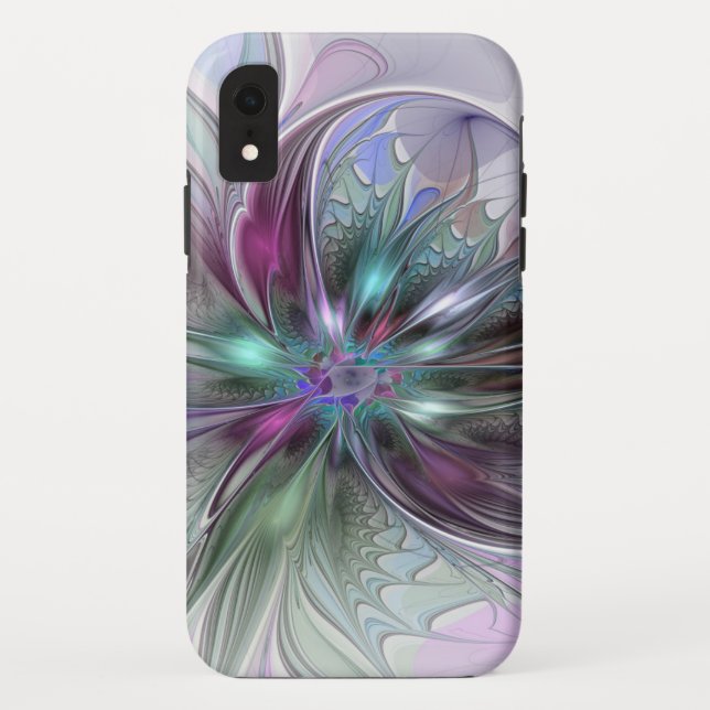 Colourful Fantasy Abstract Modern Fractal Flower Case-Mate iPhone Case (Back)