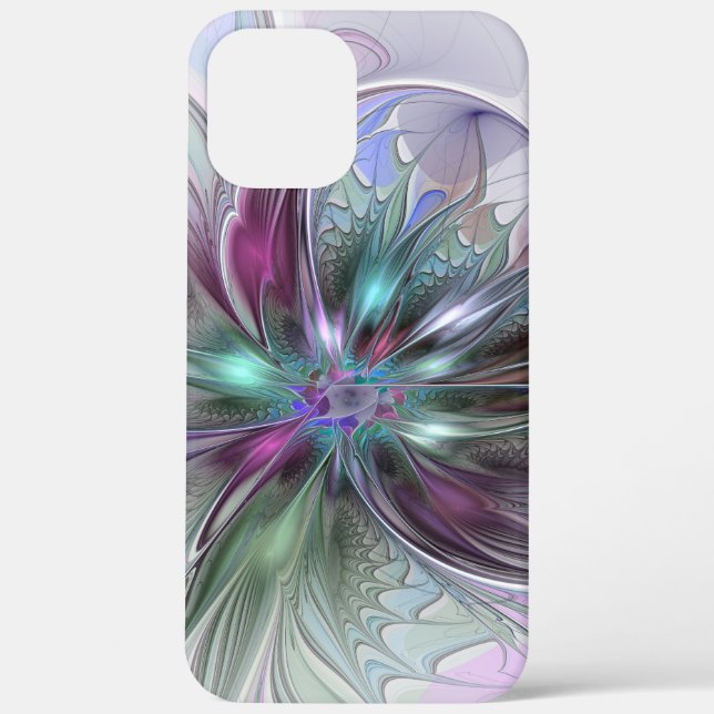 Colourful Fantasy Abstract Modern Fractal Flower Case-Mate iPhone Case (Back)