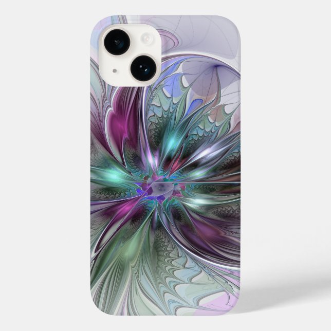 Colourful Fantasy Abstract Modern Fractal Flower Case-Mate iPhone Case (Back)