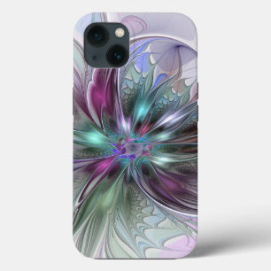 Colourful Fantasy Abstract Modern Fractal Flower iPhone 13 Case