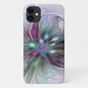Colourful Fantasy Abstract Modern Fractal Flower iPhone 11 Case