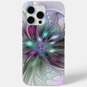 Colourful Fantasy Abstract Modern Fractal Flower iPhone 15 Pro Max Case