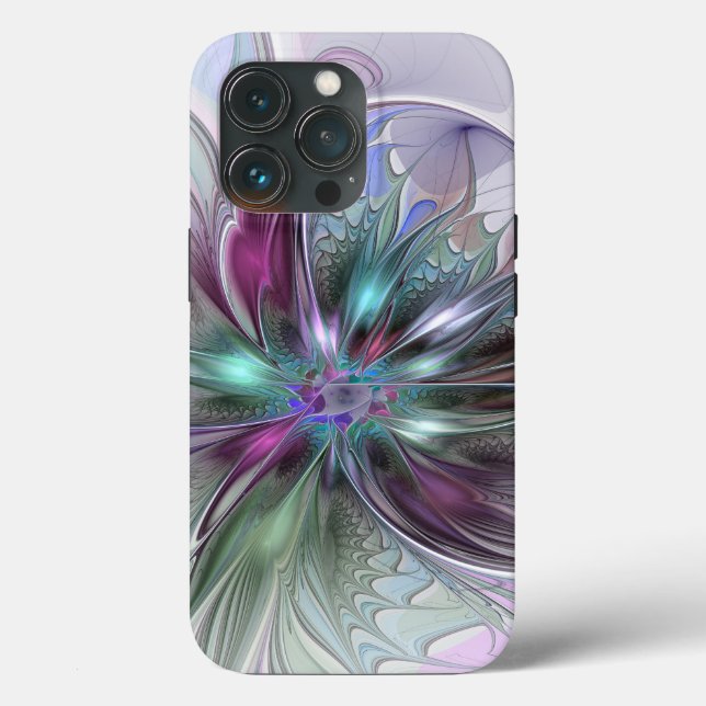 Colourful Fantasy Abstract Modern Fractal Flower Case-Mate iPhone Case (Back)