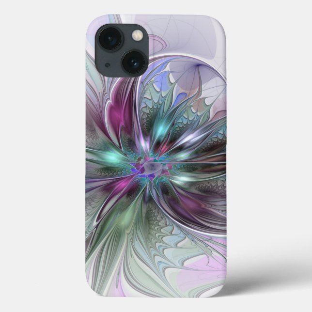 Colourful Fantasy Abstract Modern Fractal Flower Case-Mate iPhone Case (Back)