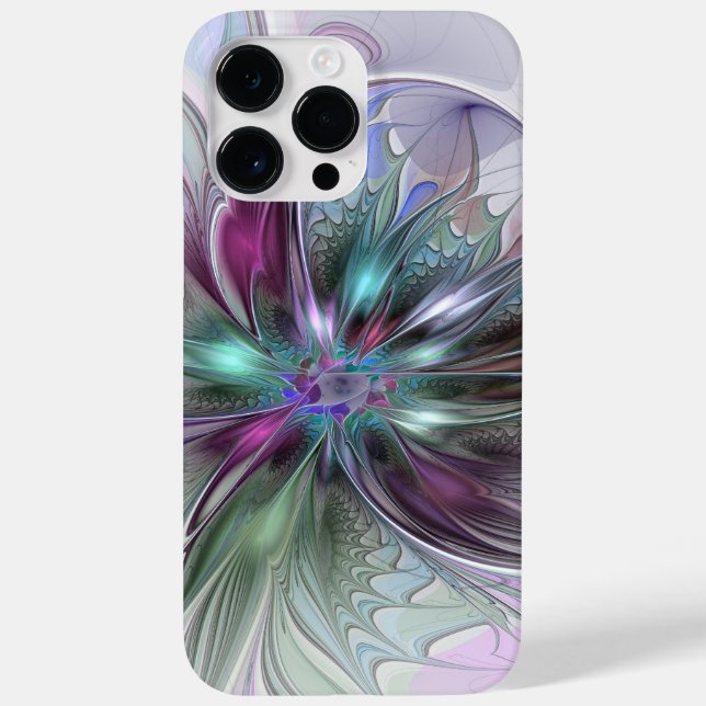 Colourful Fantasy Abstract Modern Fractal Flower Case-Mate iPhone Case (Back)