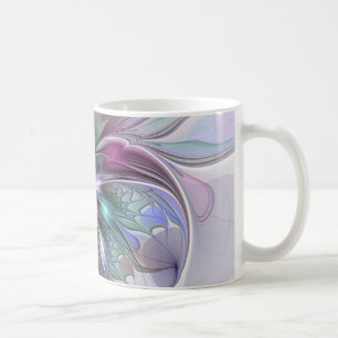 Colourful Fantasy Abstract Modern Fractal Flower Coffee Mug