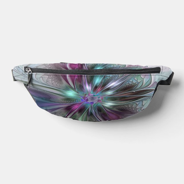 Colourful Fantasy Abstract Modern Fractal Flower Fanny Pack (Lay Down)