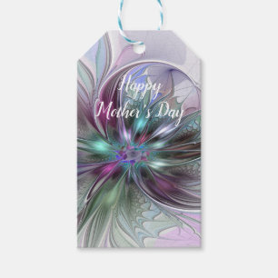 Colourful Fantasy Abstract Modern Fractal Flower Gift Tags