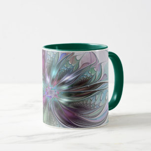 Colourful Fantasy Abstract Modern Fractal Flower Mug