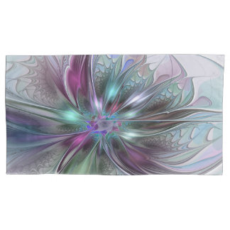 Colourful Fantasy Abstract Modern Fractal Flower Pillowcase