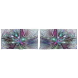 Colourful Fantasy Abstract Modern Fractal Flower Pillowcase