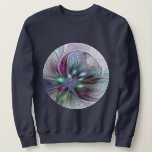 Colourful Fantasy Abstract Modern Fractal Flower Sweatshirt