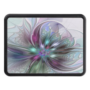 Colourful Fantasy Abstract Modern Fractal Flower Trailer Hitch Cover
