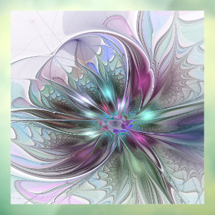 Colourful Fantasy Abstract Modern Fractal Flower Window Cling