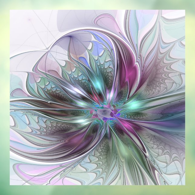Colourful Fantasy Abstract Modern Fractal Flower Window Cling (Sheet 3)