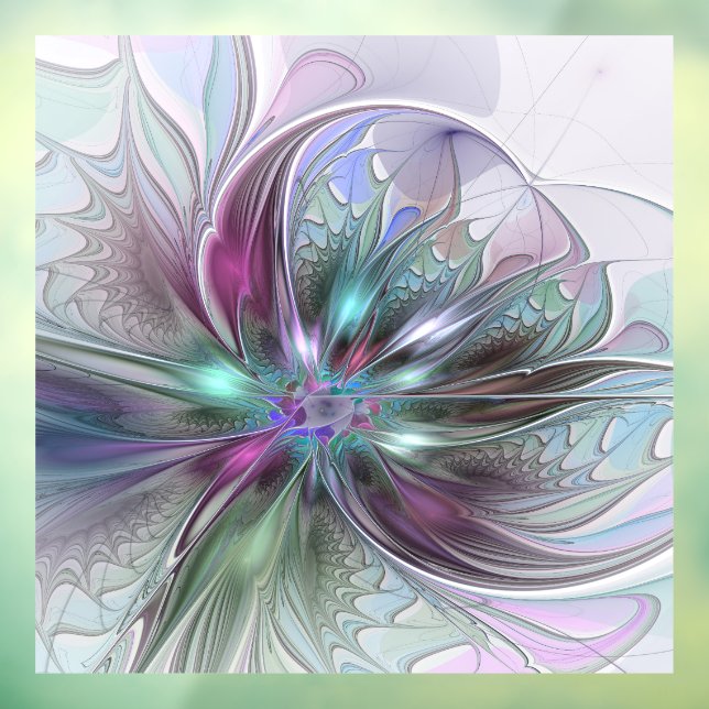 Colourful Fantasy Abstract Modern Fractal Flower Window Cling (Sheet 3)