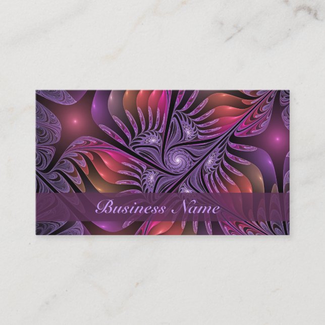 Colourful Fantasy Abstract Modern Purple Fractal Business Card (Front)