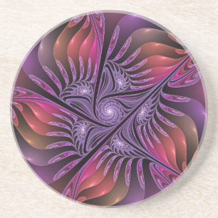 Colourful Fantasy Abstract Modern Purple Fractal Coaster