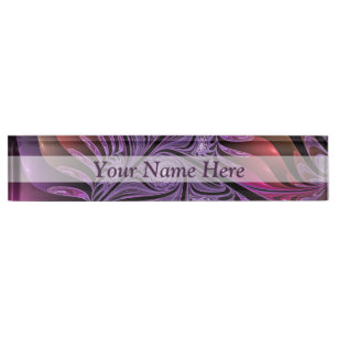 Colourful Fantasy Abstract Modern Purple Fractal Nameplate