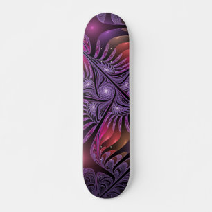 Colourful Fantasy Abstract Modern Purple Fractal Skateboard