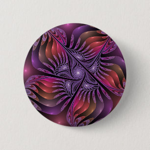 Colourful Fantasy Abstract Trippy Purple Fractal 2 Inch Round Button