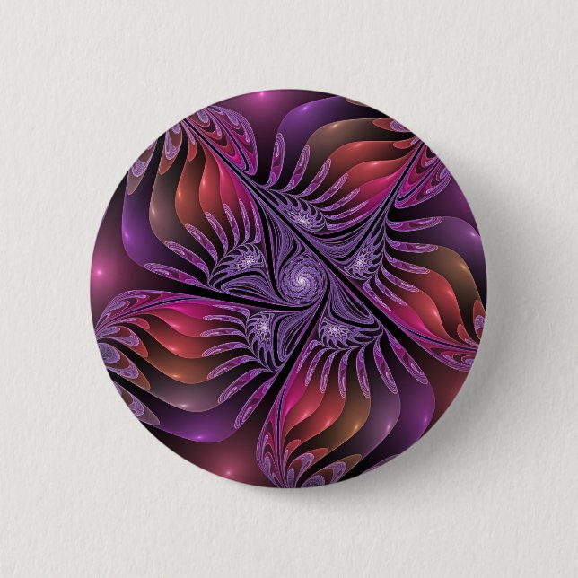 Colourful Fantasy Abstract Trippy Purple Fractal 2 Inch Round Button (Front)