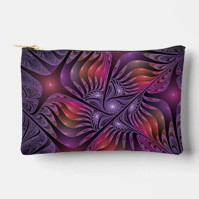 Colourful Fantasy Abstract Trippy Purple Fractal Accessory Pouch (Front)