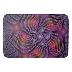 Colourful Fantasy Abstract Trippy Purple Fractal Bath Mat