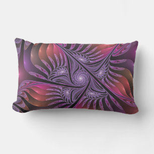Colourful Fantasy Abstract Trippy Purple Fractal Lumbar Pillow