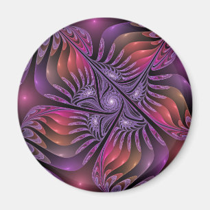 Colourful Fantasy Abstract Trippy Purple Fractal Magnet