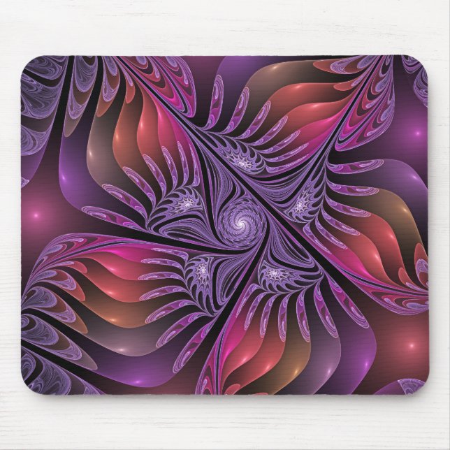 Colourful Fantasy Abstract Trippy Purple Fractal Mouse Pad (Front)