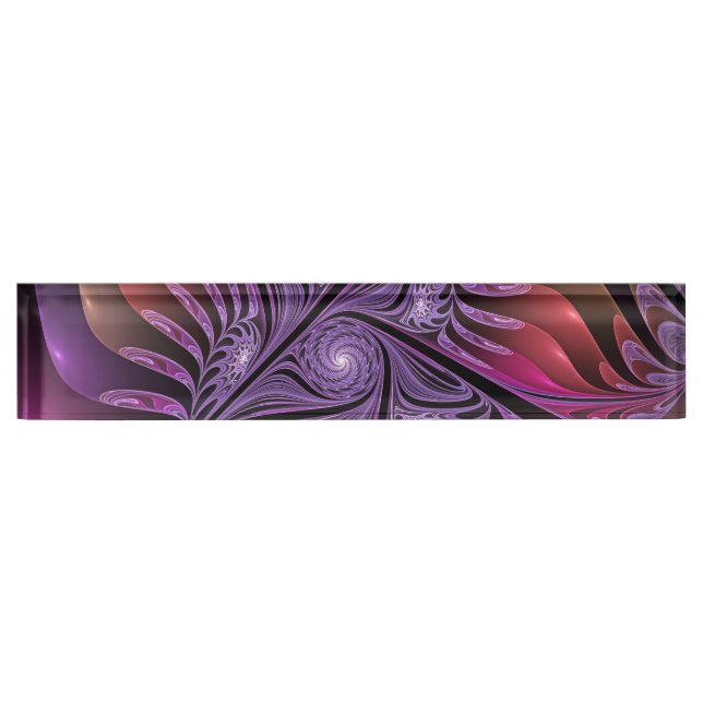 Colourful Fantasy Abstract Trippy Purple Fractal Nameplate (Front)