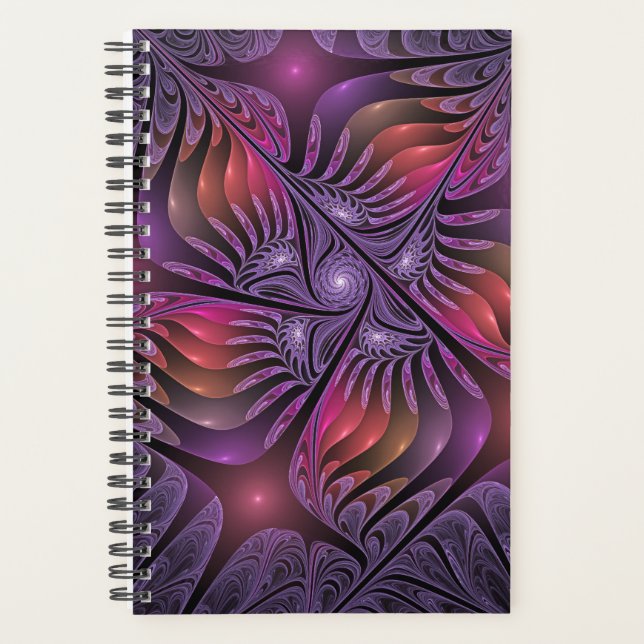 Colourful Fantasy Abstract Trippy Purple Fractal Planner (Front)