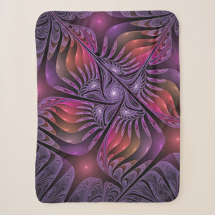 Colourful Fantasy Abstract Trippy Purple Fractal Sherpa Blanket