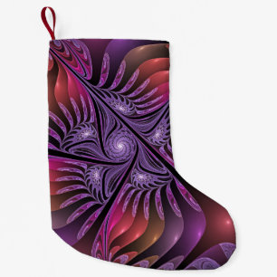 Colourful Fantasy Abstract Trippy Purple Fractal Small Christmas Stocking