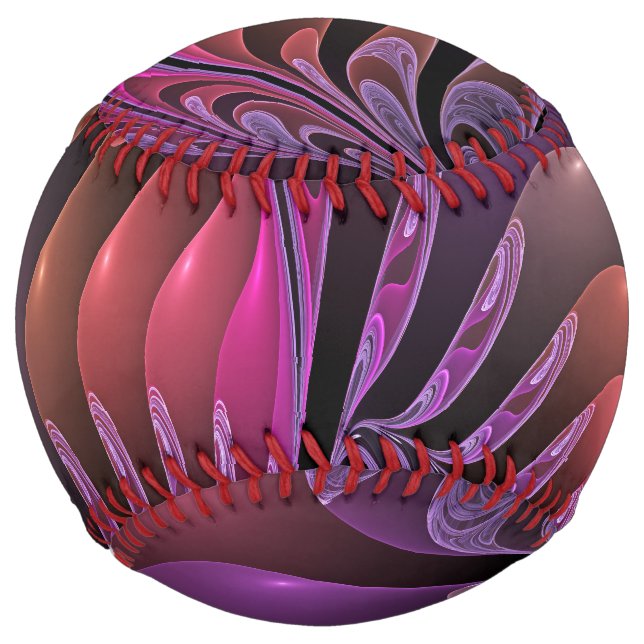 Colourful Fantasy Abstract Trippy Purple Fractal Softball (Front)