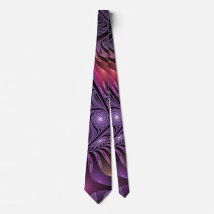 Colourful Fantasy Abstract Trippy Purple Fractal Tie