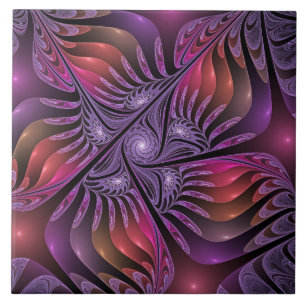 Colourful Fantasy Abstract Trippy Purple Fractal Tile