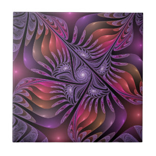Colourful Fantasy Abstract Trippy Purple Fractal Tile