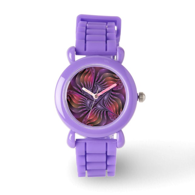 Colourful Fantasy Abstract Trippy Purple Fractal Watch (Front)