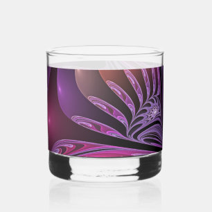Colourful Fantasy Abstract Trippy Purple Fractal Whiskey Glass