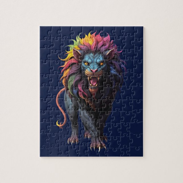 Colourful Fantasy Art a Lion Jigsaw Puzzle (Vertical)